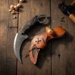 7.5' Handmade Damascus Steel Karambit Knife With Leather Sheath