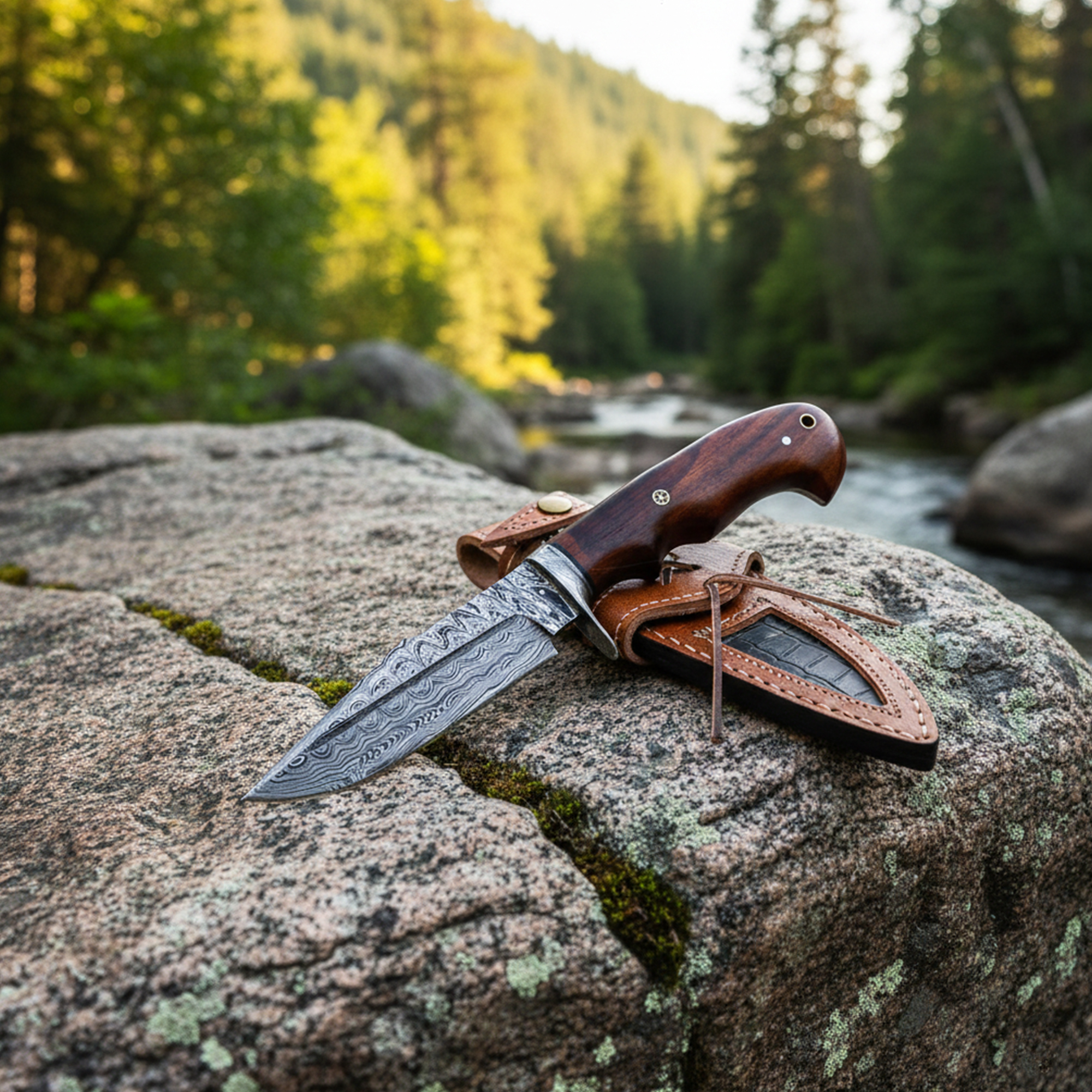 10' Handmade Damascus Steel Knife with Leather Sheath | MLK-0006 - Image 6