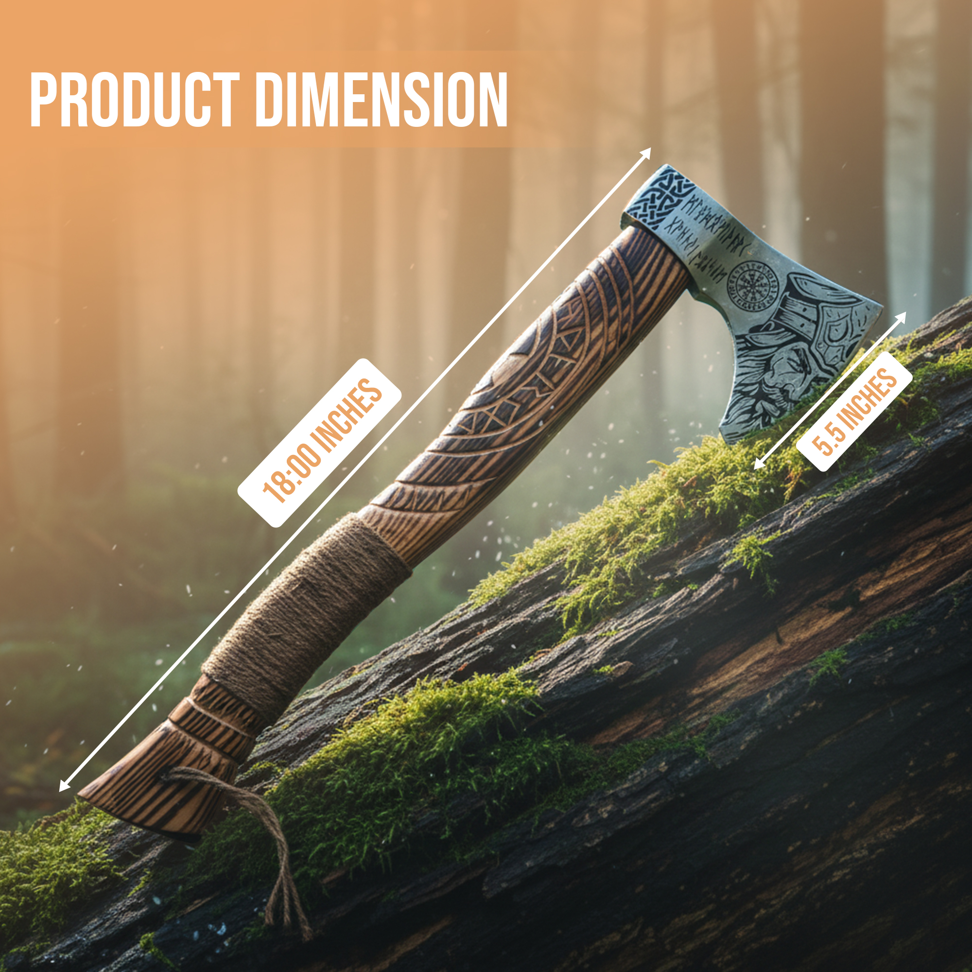 19 inch Vikings axe with leather sheath and holster - Image 4