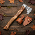 19 inch Vikings axe with leather sheath and holster