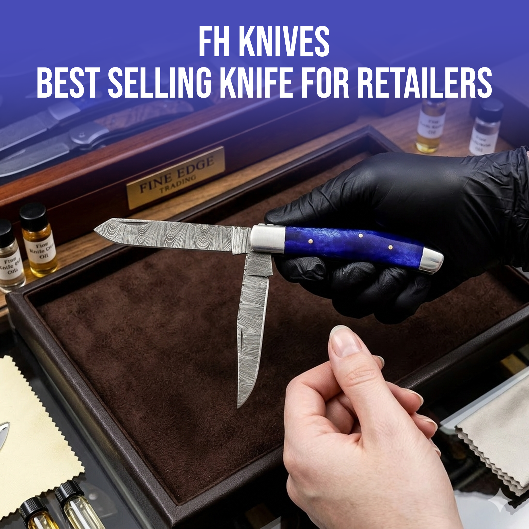 7.5' Handmade Damascus Steel Mediterranean Blue Bone Handle Pocket Knife with Leather Sheath | TRP-001-BL - Image 6