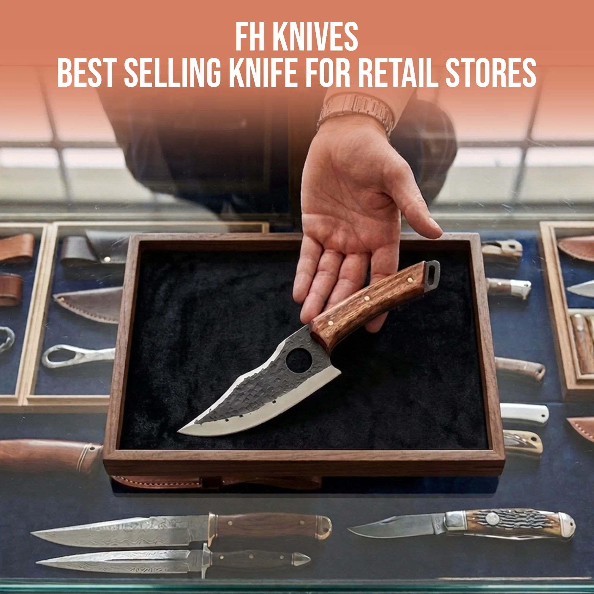 10.8' Hand Forged Stainless Steel Walnut Wood Handle Kitchen Knife with Leather Sheath | CH-002 - Image 6